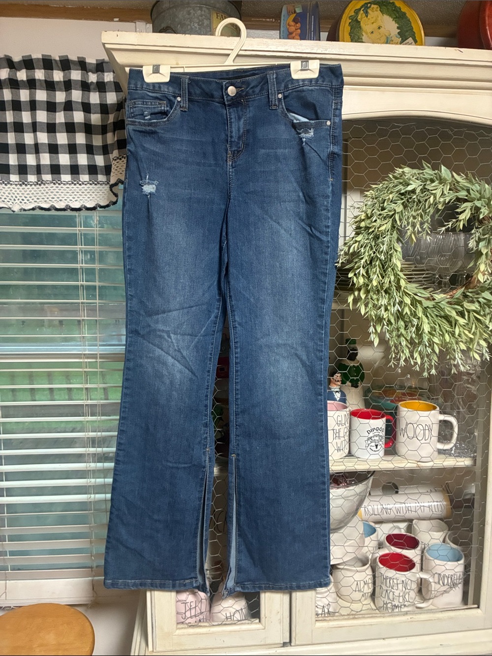 Versona Dark Blue Distressed Flare Jeans